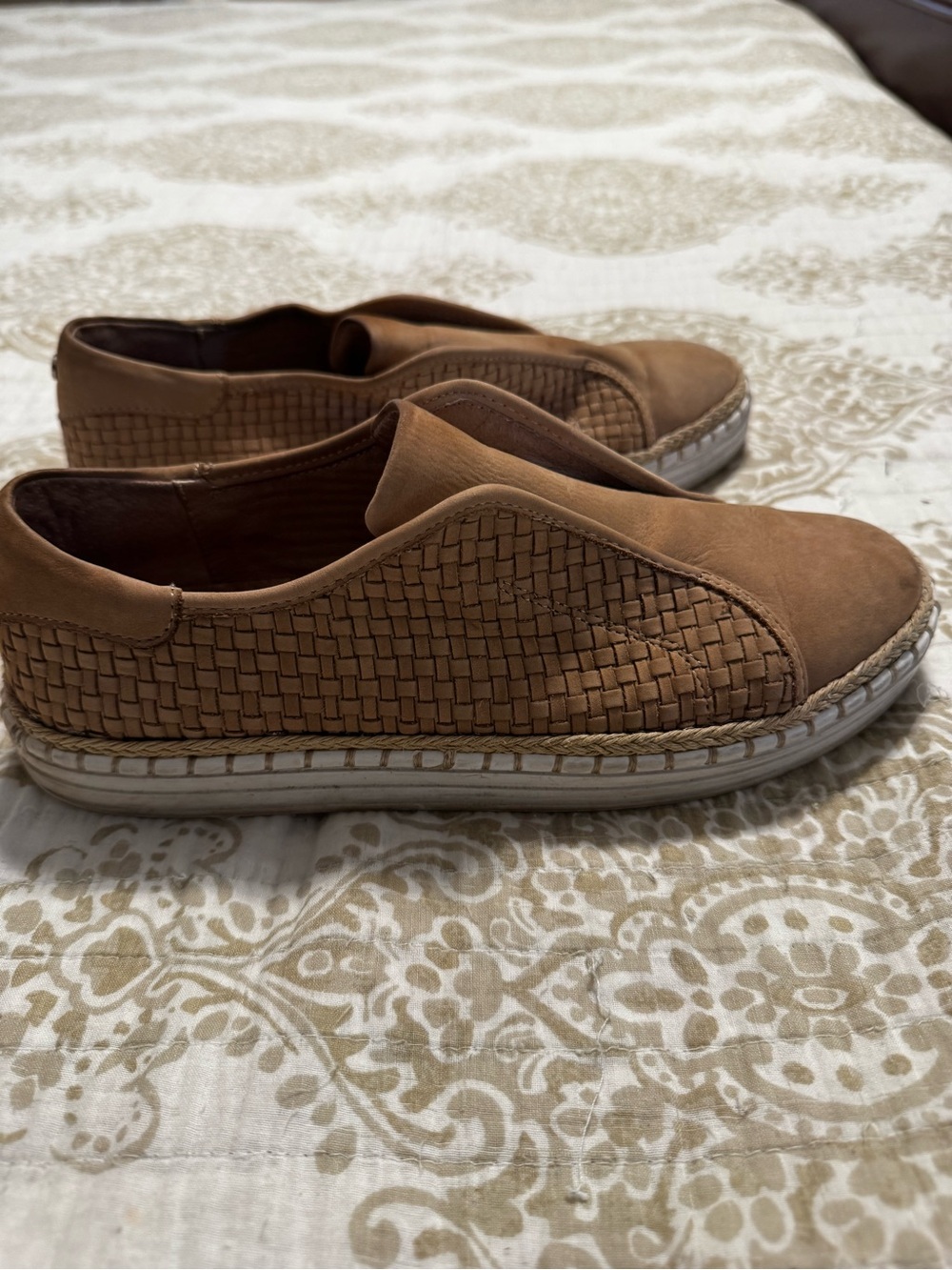 J Slides Tan Woven Leather Slip-On Mules